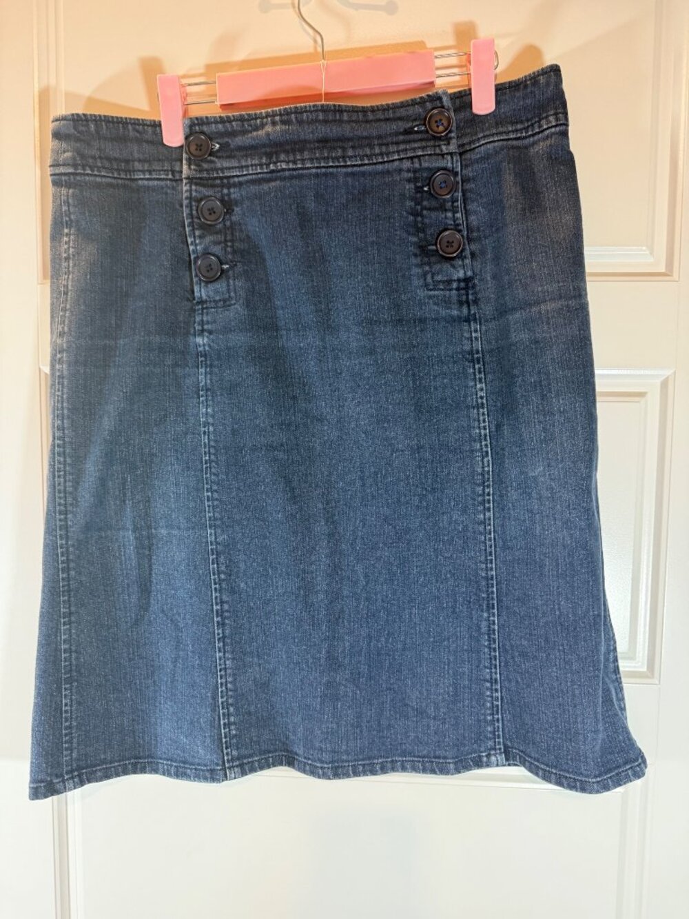 New York & Company Denim Skirt Size 12 Button Detail